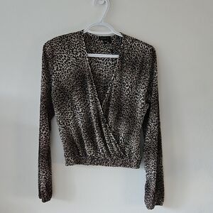Dynamite Animal Print Wrap Blouse